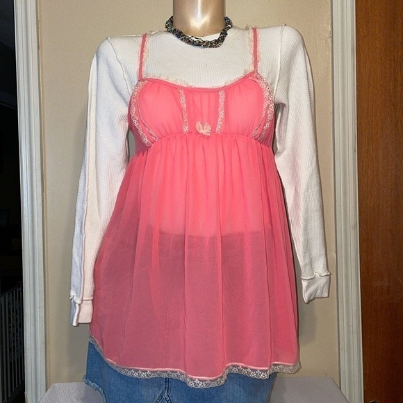 Victorias Secret women’s lingerie nightie medium top bottom gown intimate pink - Picture 2 of 8